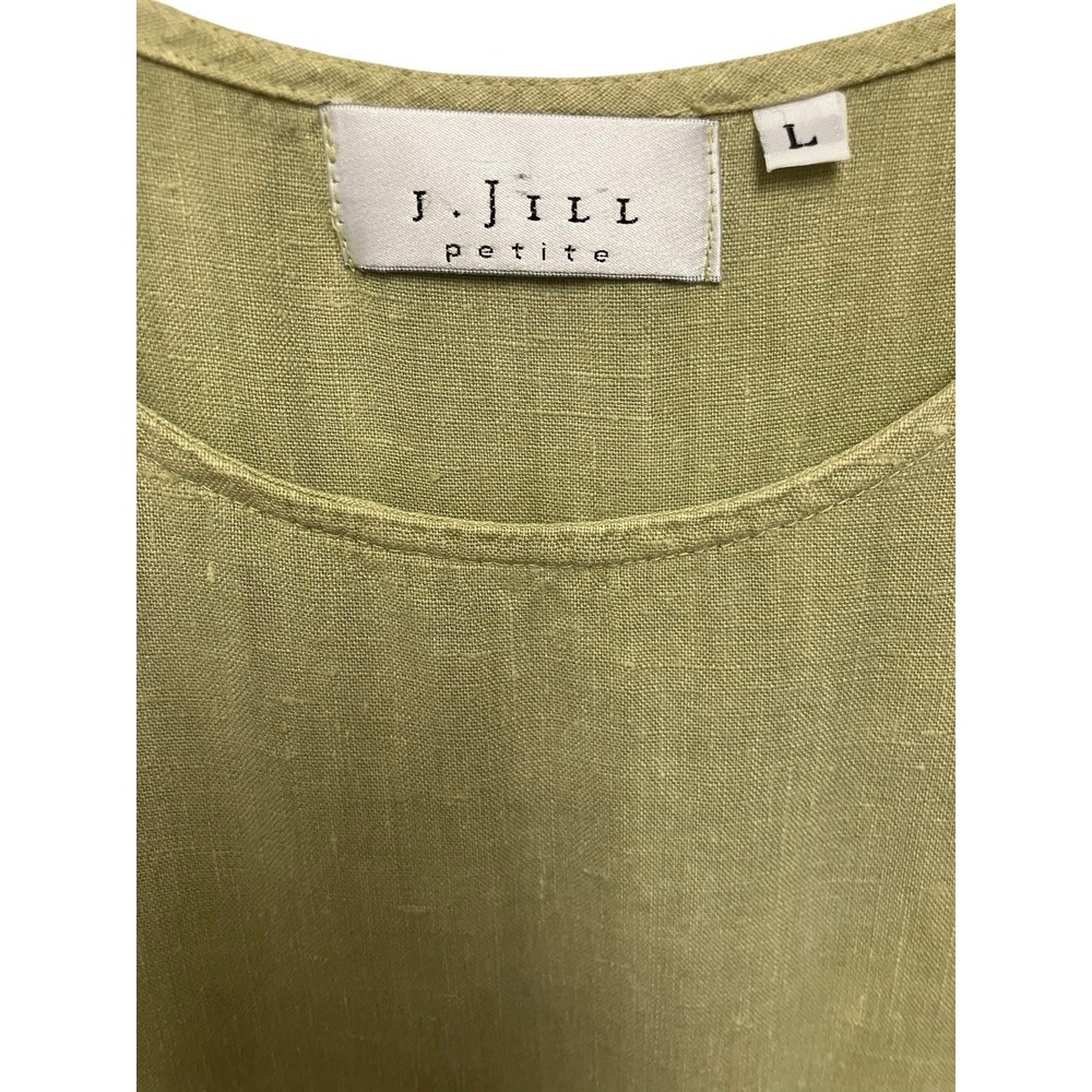 J Jill 100% linen Soft Green Maxi Relaxed Lagenlook Beach Resort Large Petite - Picture 3 of 7